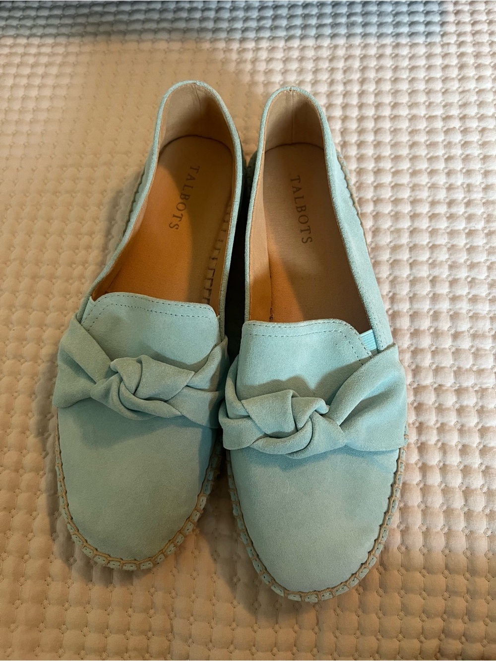 Talbots Mint Blue Suede Knotted Espadrille Flats